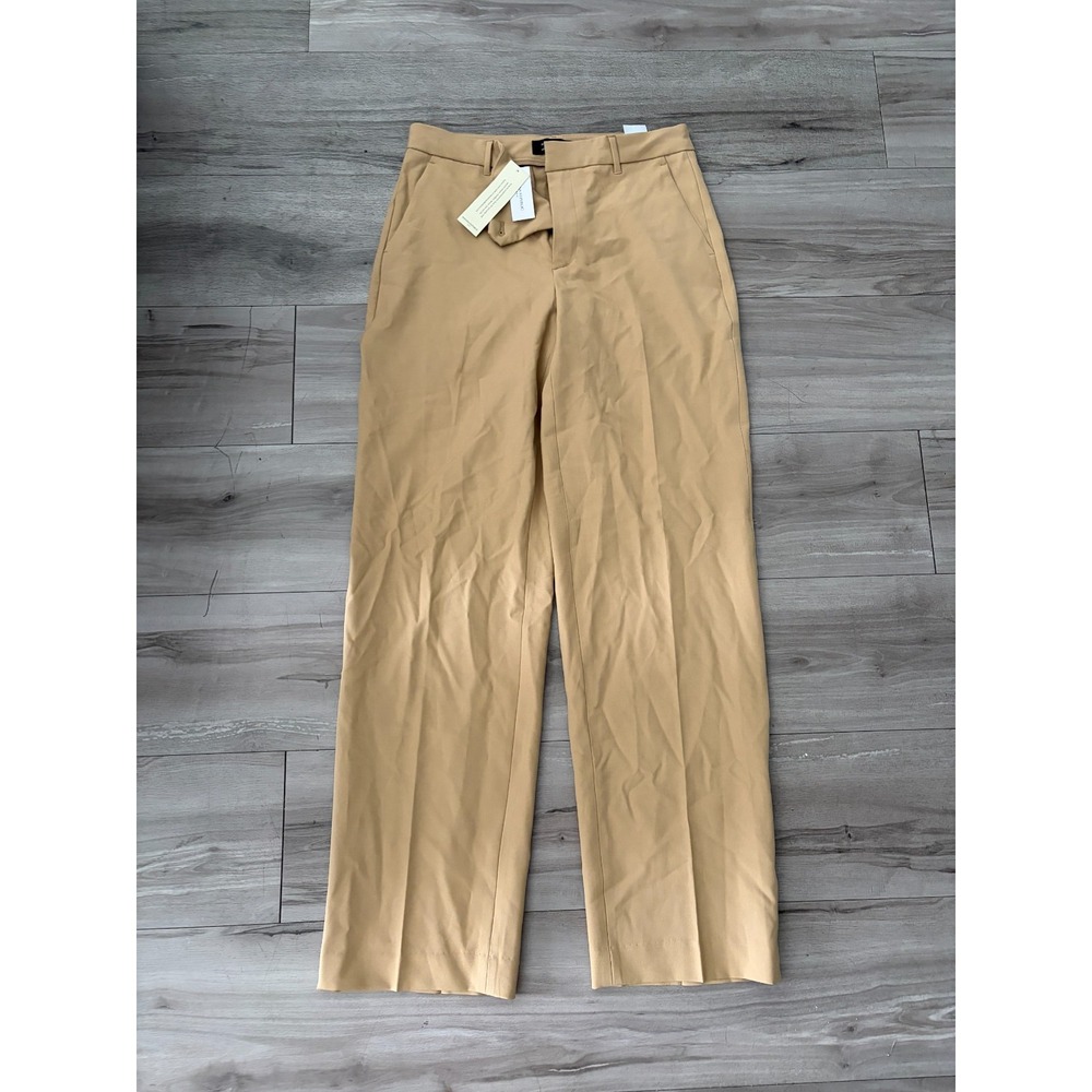 Banana Republic Straight Sculpted Pants Womens 2 Petite Beige Stretch Formal
